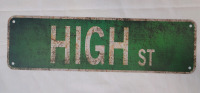 New - HIGH ST. Double Sided Plastic Street Sign . Measures 14"×4"