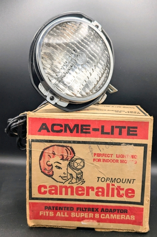 Vintage Acme-Lite Top Mount CameraLite | FitscAll Super 8 Cameras | Model 91 DWA | With Original Box