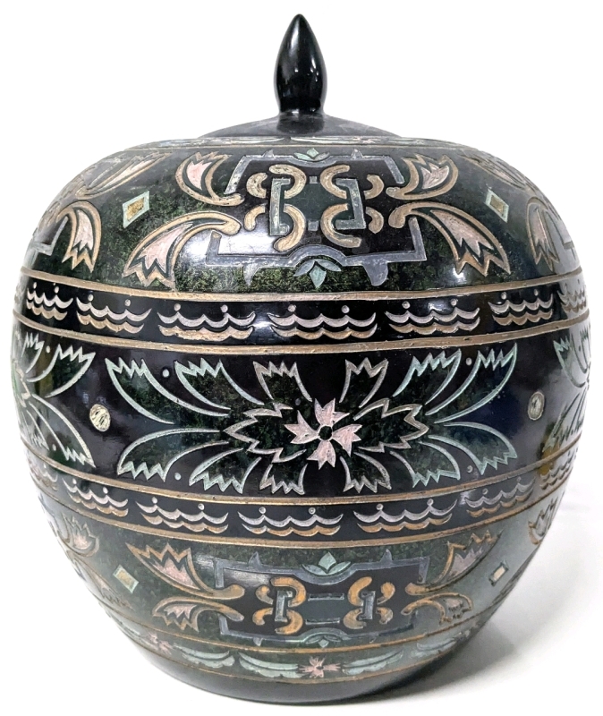 Gorgeously Detailed Large Vintage Apple-Shaped Ceramic Jar | 10.5" Tall