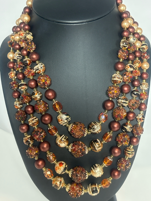 4 Strand Vintage Sugar Bead Fabulous Necklace