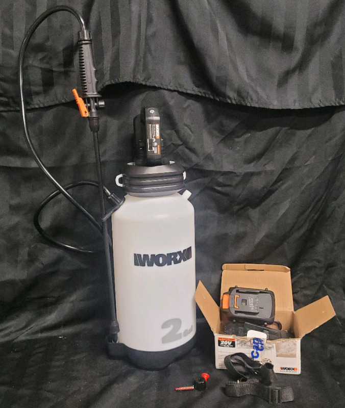 Worx 20V Power Share 2-Gallon Cordless Yard Sprayer w/Battery & Charger , Model # WG829 . Requires Pressure Release Valve