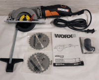 New - WORX 4 1/2" Electric Compact Circular Saw w/Two (2) Blades & Manual , Model # WX429L . Tested Working . Retail $100