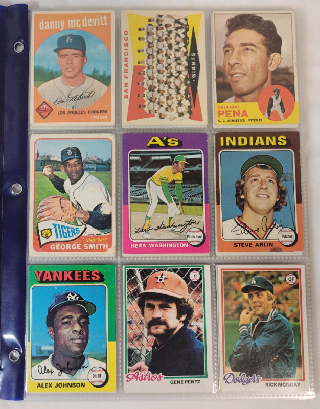 1959 - 1965 , 1975 - 1991 Topps MLB Baseball Trading Card Singles , 108 Cards No Doubles