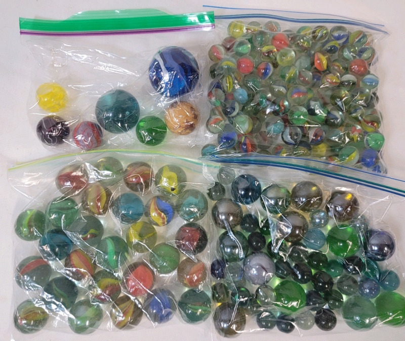 Large Lot of Marbles - Various Colors , Sizes & Styles