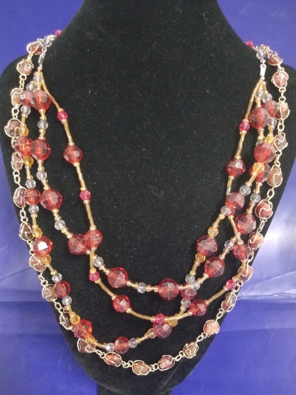 Pair of vintage necklaces with beads and stones