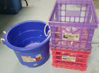 55L Heavy Duty Storage Tub & Two (2) Stacking Storage Crates