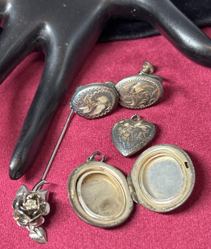 Vintage Silver Lockets & Earrings