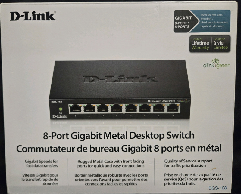 D-Link | 8-Port Gigabit Metal Desktop Switch | Model # DGS-108