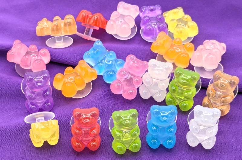 20 New Translucent Gummy Bear Shaped Croc Shoe Charms | 0.5" Tall ea