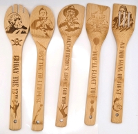 New Set of 5 Horror Movies Pyrography Wooden Kitchen Utensils | 11.75" Long ea