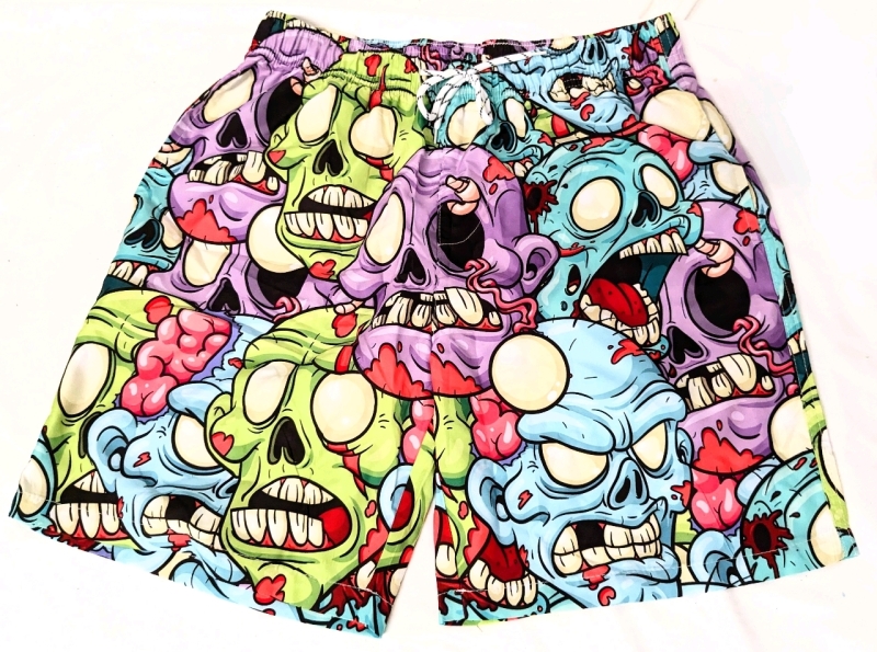 New Size Medium | Colorful Cartoon Zombie Drawstring Shorts