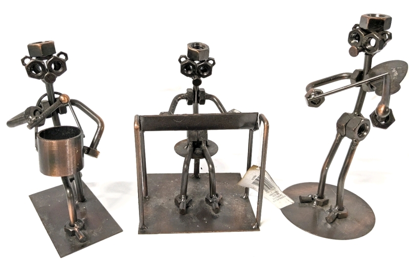 3-Piece Metal Nuts n' Bolts Band | Drummer, Pianist , Violinist | Up to 6.75" Tall