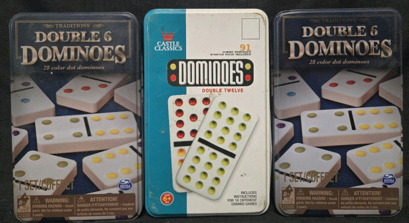 3 New Sets | Of Domino Games | 2 Double 6 Domino's & 1 Dominos Double 12