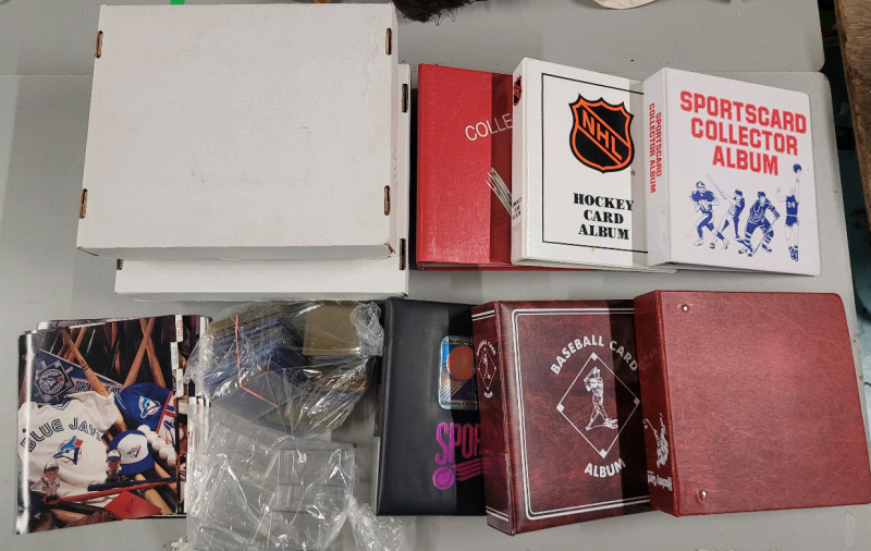 Large Lot of Sport Card Supplies - Quad Long Boxes (2) , 6 Large Binders , Clear Card Cases , 200+ Soft & Hard Single Sleeves , Baseball Dividers