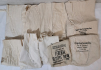 Ten (10) Canvas Bank Coin / Currency Bags . Various Sizes