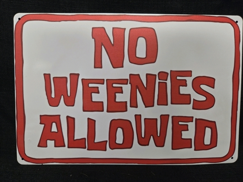 New | " No Winnies Allowed" Metal Wall Sign ( 8" x 12" )