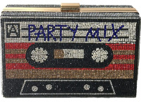 New | Fashion Culture Party Mix | Retro Cassette Tape Kitsch Crystal Box Clutch Rhinestone Crossbody ( Measuring ( 7" x 5" ) * Retails For $83.16 *