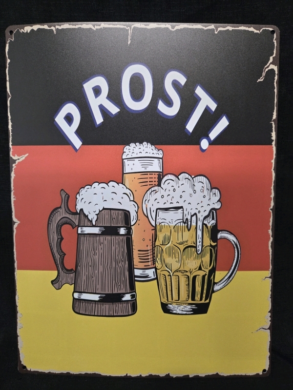 New | " Prost " Metal Wall Bar Sign ( 12" x 16" )