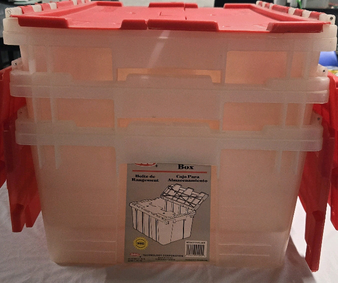 3 New | GSC Plastic Stackable Storage Boxes With Flip Lids ( 15" x 21.5" )