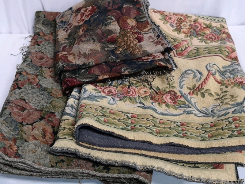 3 Pieces of Heavy Thick Floral & Fruit Fabric