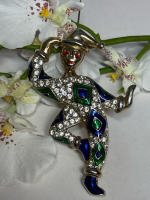 Enamel Pave Rhinestone Jester Brooch