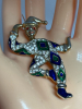 Enamel Pave Rhinestone Jester Brooch - 6