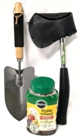 Certified 1.25lb Camping Axe, 14.5" Garden Trowel & Mostly Full Miracle-Gro Shake 'n Feed All Purpose 12-4-8 Plant Food (453g*)