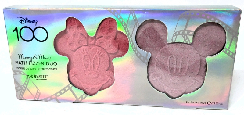 New Disney 100 x Mad Beauty | Mickey & Minnie Mouse Bath Fizzer Duo | Vanilla Scent | 2x 100g