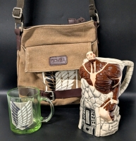 [Anime] Attack on Titan Ceramic Handled Tankard, Scout Emblem Glass Mug & Scout Emblem Cross Body Canvas Bag