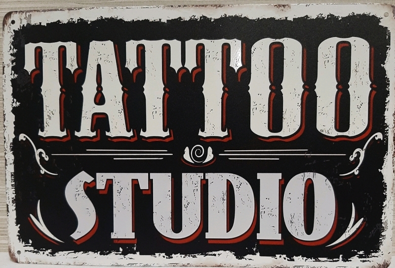 New Tattoo Studio Tin Sign. 11.75" X 7.75"