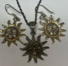 925 Sterling Silver Celestial Sun Face Pendant & Earrings