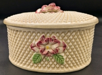 Vintage Ceramic Trinket Box Made in Japan | 6.5" x 5.25" x 4.75" Tall