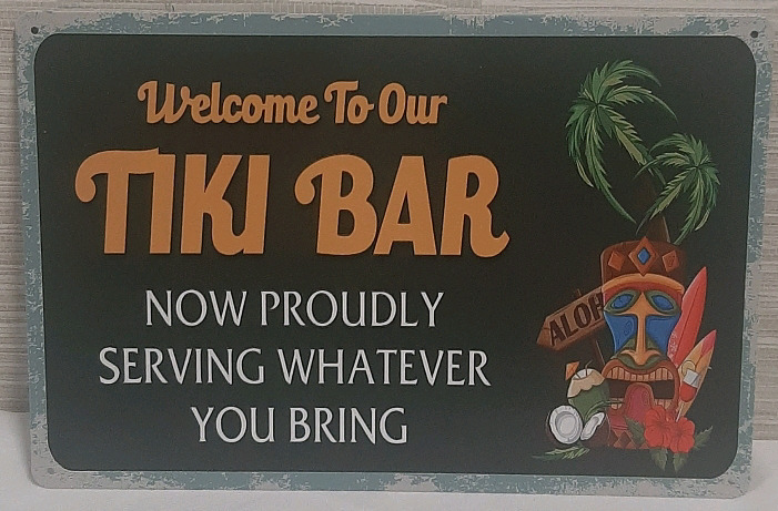 New Tiki Bar Metal Sign 1ft X 8"