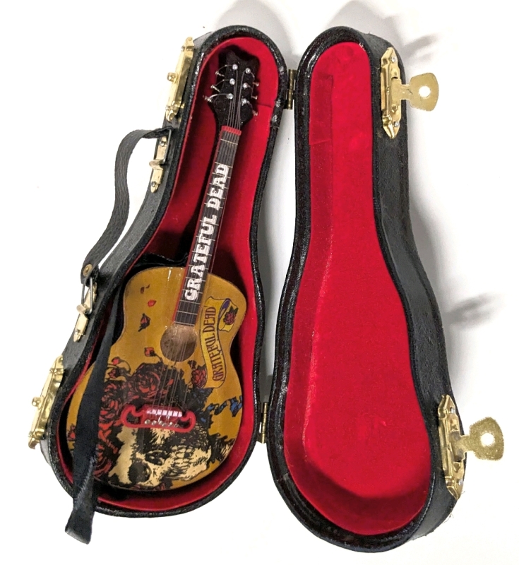 New Mini Kurt Adler Grateful Dead Guitar with Hard Guitar Case | 2.6" x 6.15"