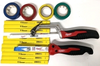 Milwaukee Sawzall & Bi-Metal Hand Saws, 10 New 7" Long Carpenters Pencils & 4 Partial Colorful Electric Tape Rolls