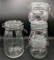 4 Ikea Glass Jars with Locking Lids : 4" - 8.5" Tall