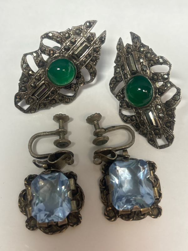 Two Vintage Sterling Silver Earrings with Stones