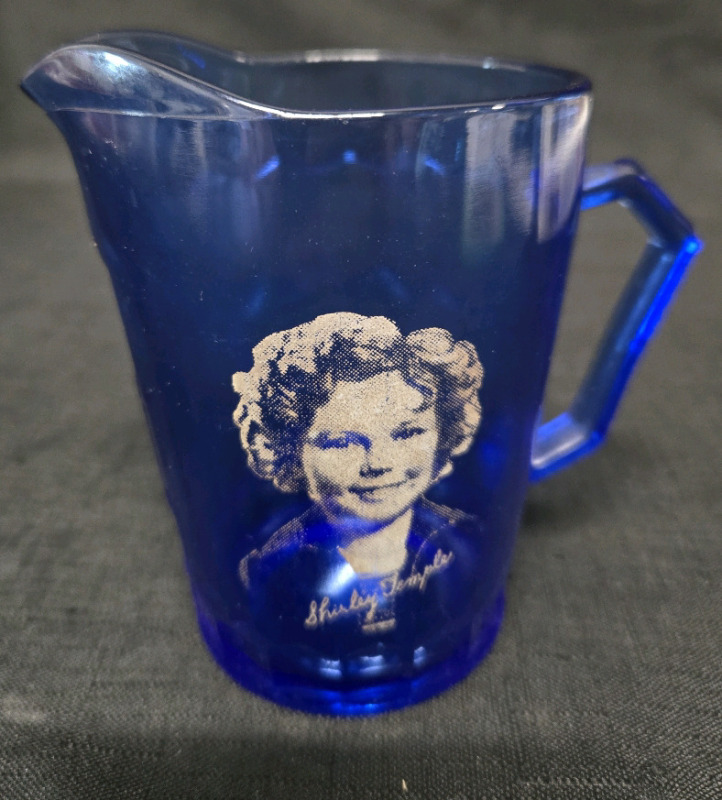 Vintage Hazel Atlas Cobalt Blue Shirley Temple Creamer / Milk Pitcher ( 4.5" Tall ) . No chips or cracks