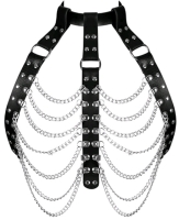 [Adults Only] Faux Leather & Chains Body Harness | Chest circumference (27-45) inches