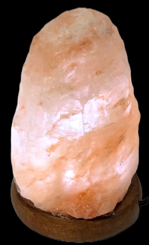 Adorable Little USB-Powerd Himalayan Pink Salt Lamp | 4.75" Tall on 2.75" Diameter Wood Base and 58" Long Power Cord