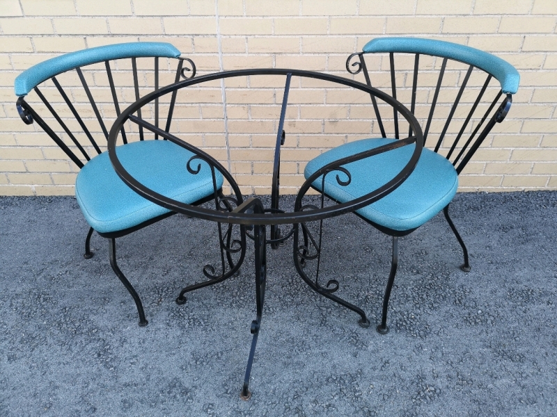 Vintage Pair of Wrought Iron Chairs with Table - No Top