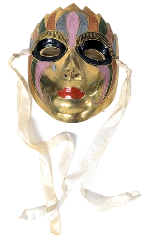 Vintage Brass Decorative Masquerade / Carnivale Mask | Made in India | 4.6" x 5.75"