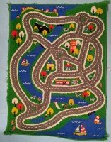 Vintage Brightly Coloured "Community Roads" Play Carpet | 53" x 31"