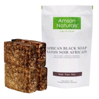 New Asmon Naturals African Black Soap. 4 bars, 150g each.