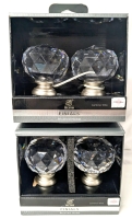 2 New / As-New Cambria Elite 2-Packs Brushed Nickle & Acrylic Faceted Ball Finials for Cambria Elite Drapery Rods & Holdbacks | 4.4" Long (incl Screws)