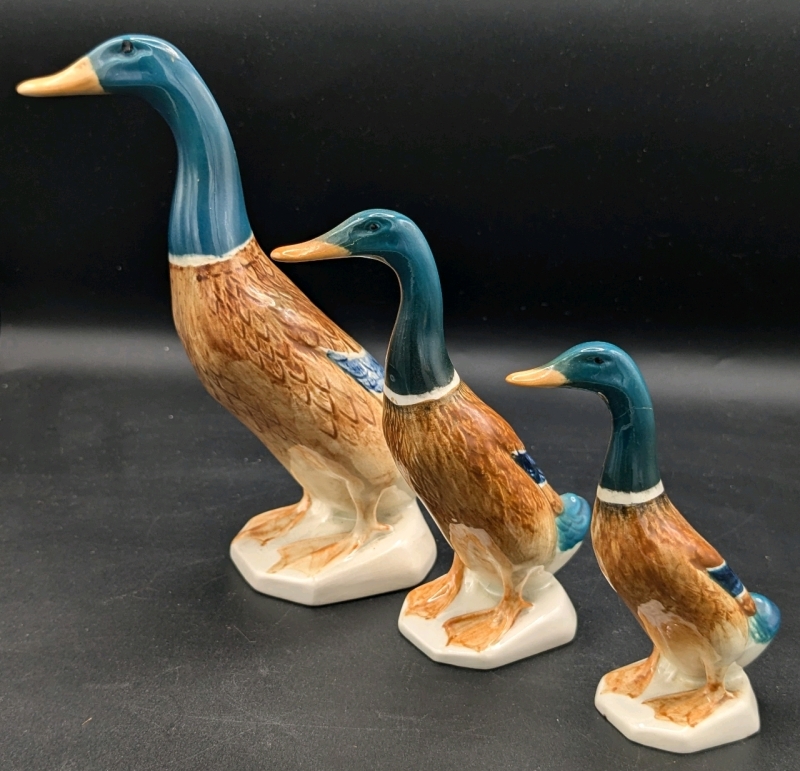 3 Vintage Beswick England Porcelain Mallard Drakes / Ducks | 756-1, 756-2 & 756-2A