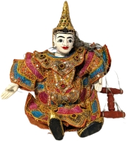 Fantastic Intricate Vintage Wood & Cloth Burmese / Thai Puppet Marionette | 14" Tall (Excluding Strings)