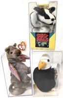 2 Vintage TY Beanie Babies with Tags & Tag Protectors in Hard Display Cases (1 with Lid) + Vintage GEO PALS in Hard Case