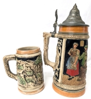 2 Vintage Beer Steins | 1 Made in Germany (French Zone) | 5.5" - 10.75" Tall