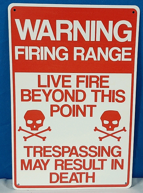 New Firing Range Metal Sign - 1ft X 8"